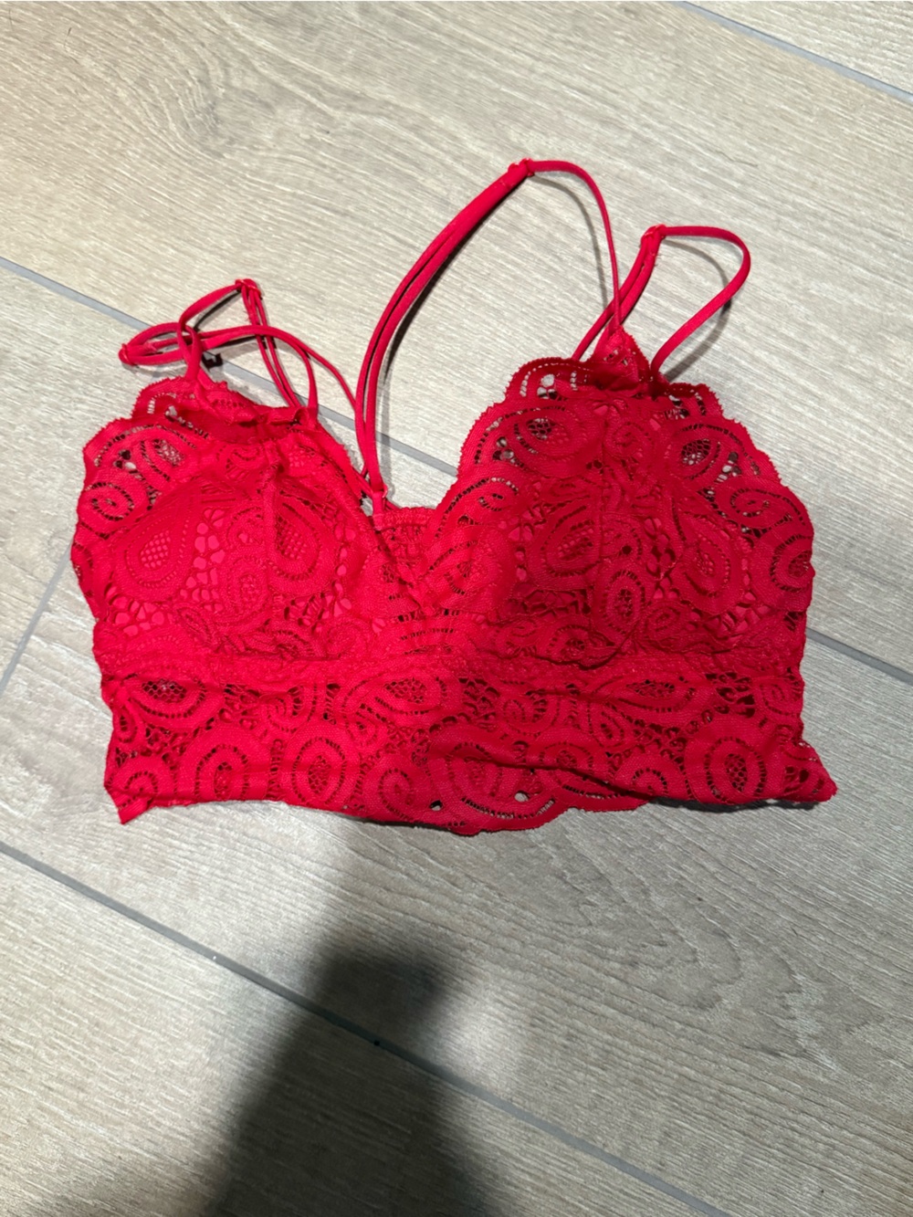 PINK Victoria's Secret Red Lace Bralette with Strappy Back